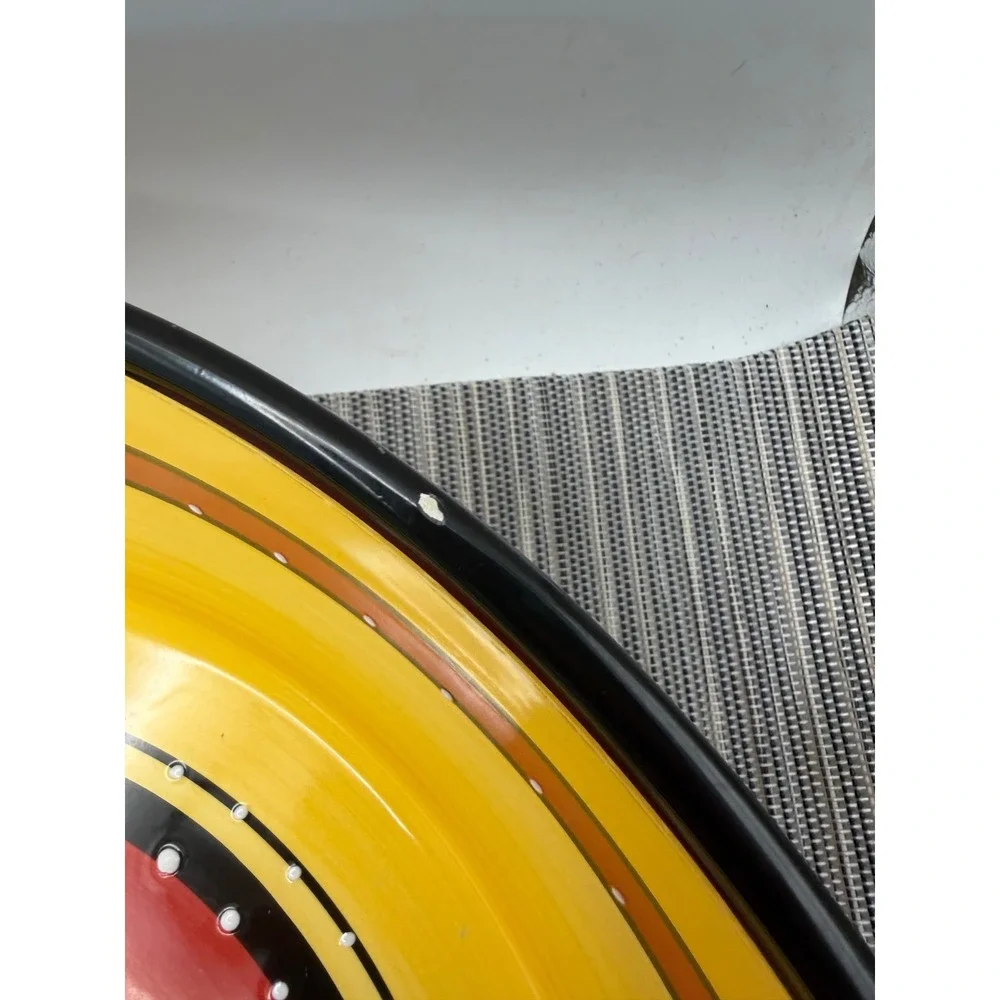 Tabletops Gallery Bohemian Stripe Large 12in Serving Bowl Hand Painted Ceramic